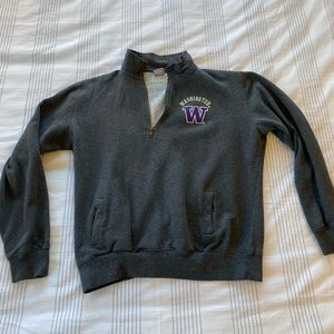 Vintage embroidered grey quarter zip University of Washington (UW) sweatshirt